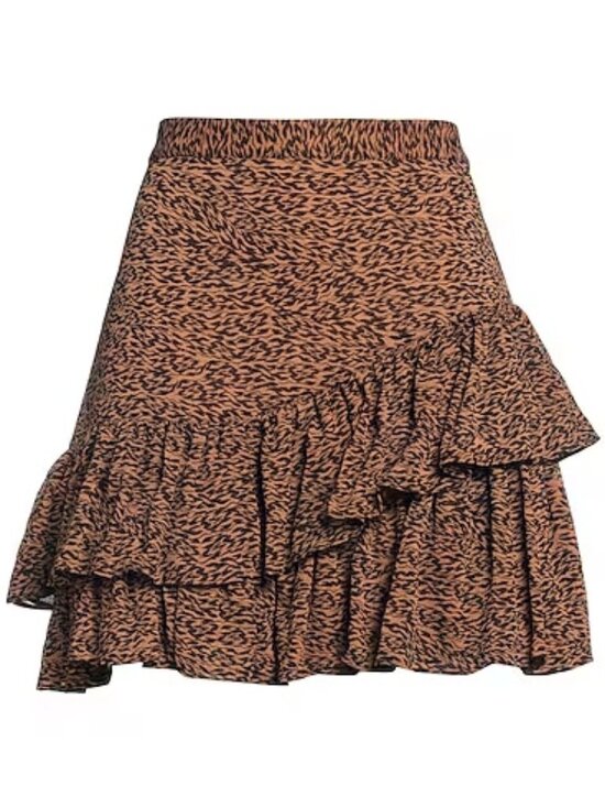 Ted Baker London Dresses & Skirts - TED BAKER LONDON 'Adellyn' Animal Ruffled Mini Skirt Camel Brown Black sz 3/8-10